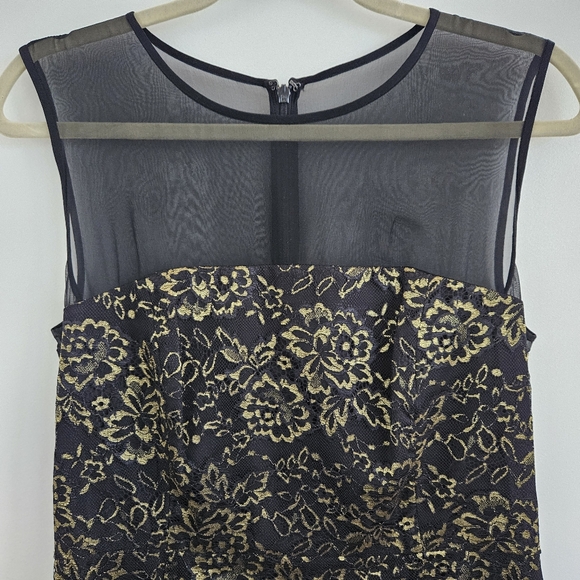 Diane Von Furstenberg Black Gold Nisha Sleeveless Lace Sheath Dress - Picture 2 of 12
